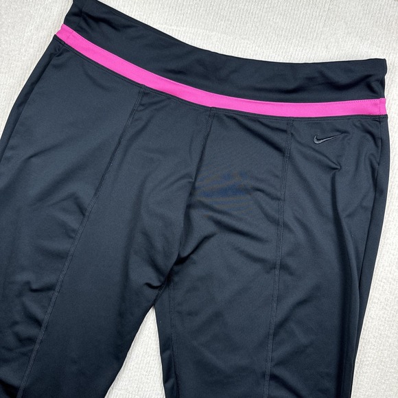 Nike Dry Fit Pants Womens Large Black Wide Leg Athleisure Yoga Activewear - Picture 1 of 6